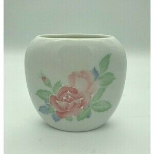 Vintage PINK ROSE Otagiri Vase Porcelain Floral Art Pottery Hand Painted Japan